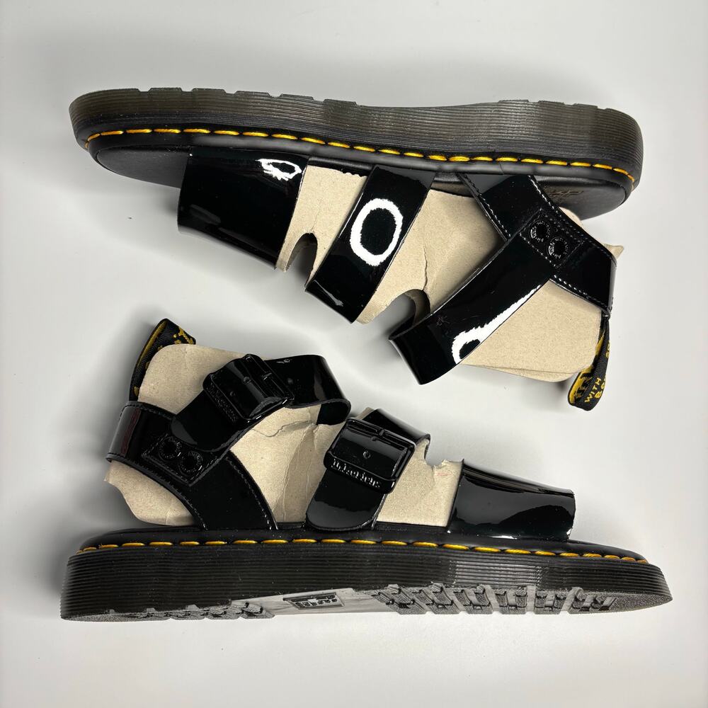 Dr. Martens Gryphon Patent Leather Gladiator Sandals in Black Patent Lamper - Picture 8 of 10